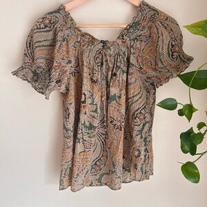 American Living Paisley Peasant Blouse